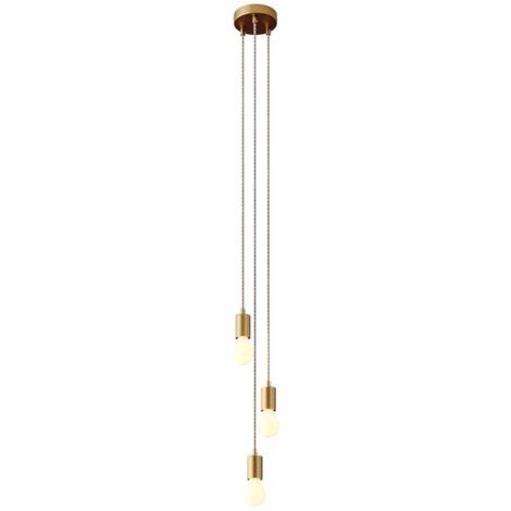 creative cables - Lampe suspendue multiple avec 3 gouttes, avec câble textile et garniture métallique