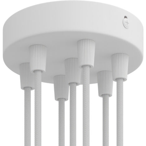 creative cables - Kit rosace métallique cylindrique à 7 trous - Conique, blanc mat