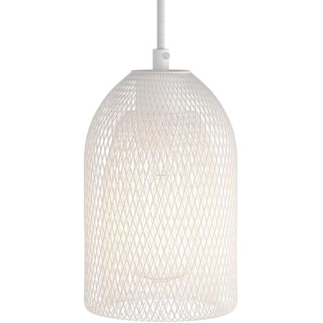 creative cables - Lampe suspendue fabriquée en Italie avec câble textile, abat-jour Ghostbell et garniture métallique