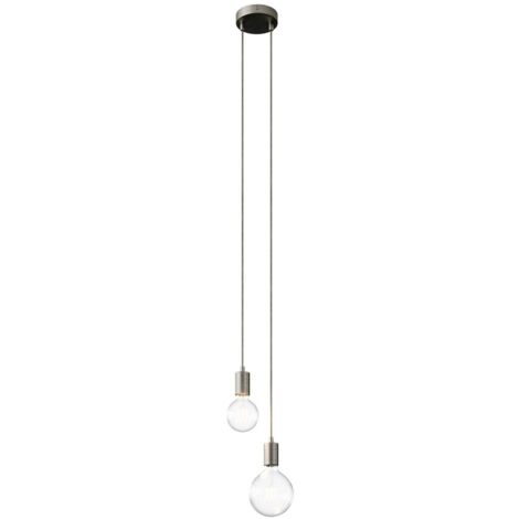 creative cables - Lampe suspendue multiple avec 2 gouttes, avec câble textile et garniture métallique