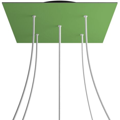 creative cables Rose-One XXL Rosette Square, 400 mm avec 5 trous et 4 trous latéraux - Lawn Green, Black (1/5)