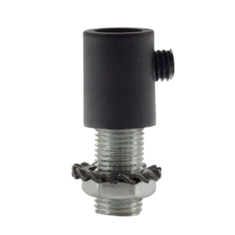 Serre-câble cylindrique en plastique avec tige, écrou et rondelle Noir