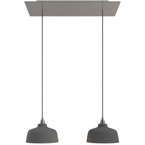 creative cables - Lampe suspendue à 2 gouttes avec Rose-One XXL rectangulaire 675 mm complète avec câble textile et abat-jour Cup (1/5)