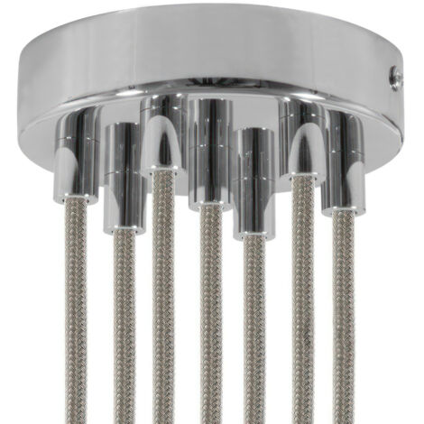 creative cables - Kit rosace métallique cylindrique à 7 trous - Cylindrique, Chrome