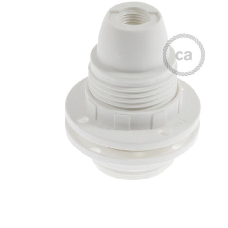 Kit douille E14 en thermoplastique avec écrou double bague pour abat-jour Blanc
