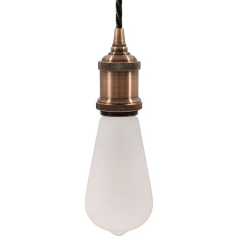 Suspension fabriquée en Italie avec câble textile torsadé et douille en aluminium Sans ampoule - Cuivre satiné - Matter ON/OFF (1/5)