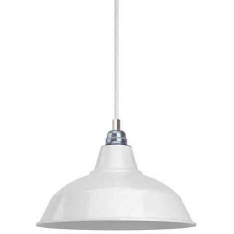 Suspension fabriquée en Italie avec câble textile, abat-jour Bistrot et finition en métal - complète avec ampoule  Sans ampoule - Blanc - Matter ON/OFF