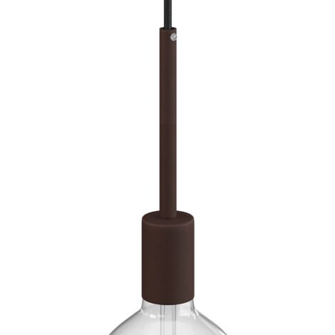 creative cables Kit douille cylindrique en métal E27 avec serre-câble de 15 cm - Rouille foncée peinte