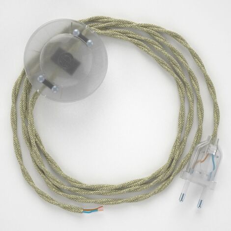 creative cables - Câblage pour lampe sur pied, TN01 Neutral Natural Linen Cable 3 m. Choisissez la couleur de l'interrupteur et de la prise. - Transparent (1/5)