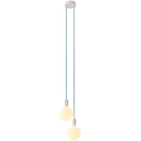 creative cables - Lampe suspendue multiple avec 2 gouttes, avec câble textile et garniture métallique