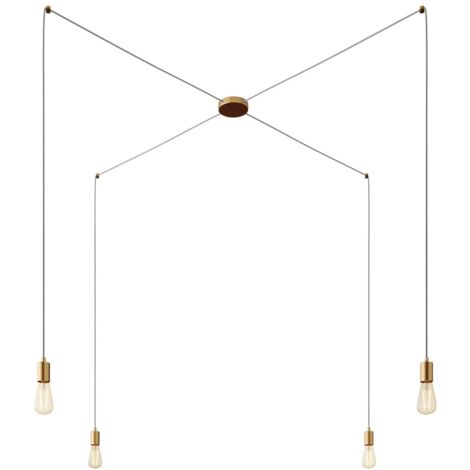 creative cables - Spider - Suspension multiple avec 4 gouttes Made in Italy complète avec câble textile et garniture métallique (1/5)