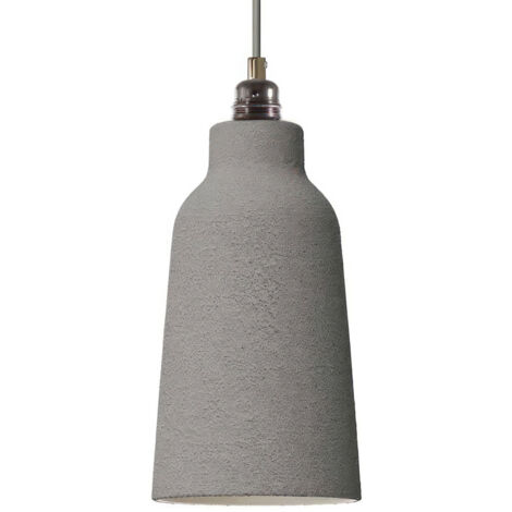 Suspension fabriquée en Italie avec câble textile, abat-jour Bouteille en céramique et finition en métal - complète avec ampoule Sans ampoule - Effet ciment - Blanc - Matter ON/OFF (1/5)