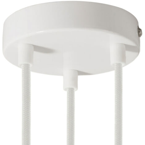 creative cables - Kit rosace métallique cylindrique à 3 trous - Cylindrique, blanc brillant