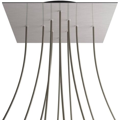 creative cables Rose-One XXL Rosette Square, 400 mm avec 10 trous et 4 trous latéraux - Acier Dibond satiné, noir (1/5)
