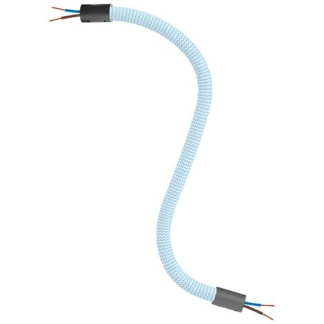creative cables - Kit Creative Flex tuyau recouvert de tissu RM76 papier sucre bleu avec extrémités métalliques - 30 cm, Noir (1/5)