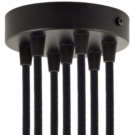 creative cables - Kit rosette métallique cylindrique à 7 trous - conique, noir