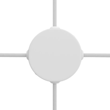 Kit Mini rosace cylindrique en métal avec 4 trous latéraux (boîte de dérivation) Blanc mat (1/4)
