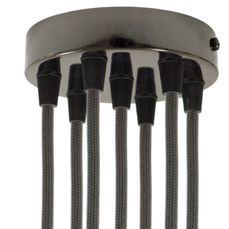 creative cables - Kit rosace métallique cylindrique à 7 trous - conique, noir perle