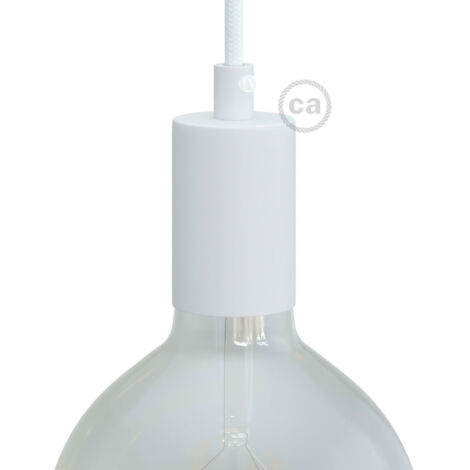 creative cables - Kit douille cylindrique en métal E27 - Cylindrique, blanc mat