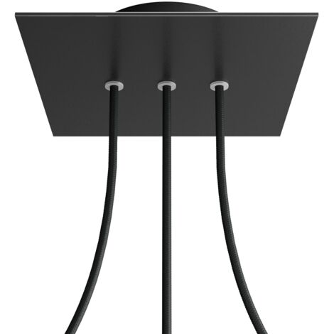 creative cables - Rose-One rosace carrée, 200 mm avec 3 trous en ligne et 4 trous latéraux