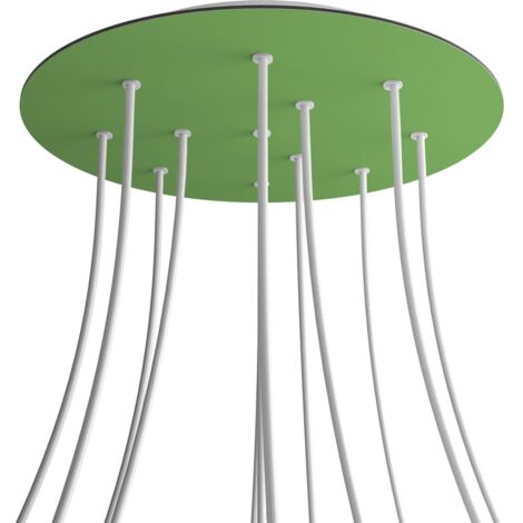 creative cables Rose-One XXL Rosette ronde, diamètre 400 mm avec 12 trous et 4 trous latéraux - Lawn Green, White (1/5)