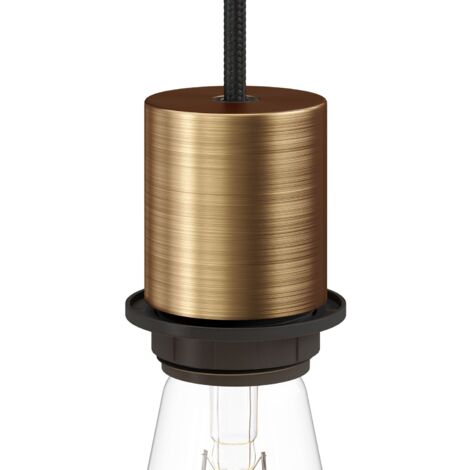 Kit douille E27 semi-filetée en métal avec serre-câble dissimulé  Bronze satiné