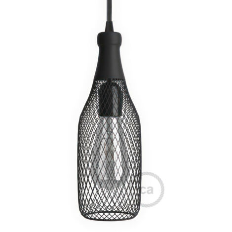 creative cables - Abat-jour cage bouteille nue Magnum metal