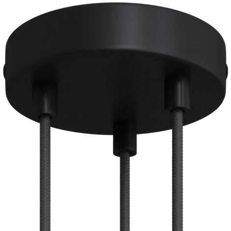 creative cables - Kit de rosace cylindrique en métal intelligent à 3 trous - Compatible avec les assistants vocaux - Cylindrique, noir