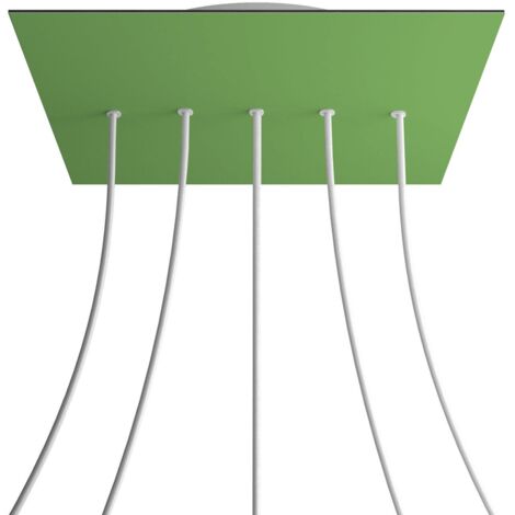 creative cables Rose-One XXL Rosette Square, 400 mm avec 5 trous en ligne et 4 trous sur le côté - Lawn Green, White (1/5)