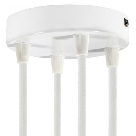 creative cables - Kit rosace métallique cylindrique à 4 trous - Conique, blanc poli
