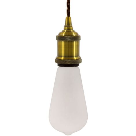 Suspension fabriquée en Italie avec câble textile torsadé et douille en aluminium Sans ampoule - Bronze satiné - Matter ON/OFF (1/5)