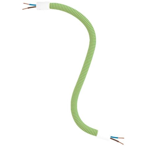 creative cables - Kit Creative Flex tuyau recouvert de tissu RM77 Vert pelouse avec extrémités métalliques - 30 cm, blanc mat (1/5)