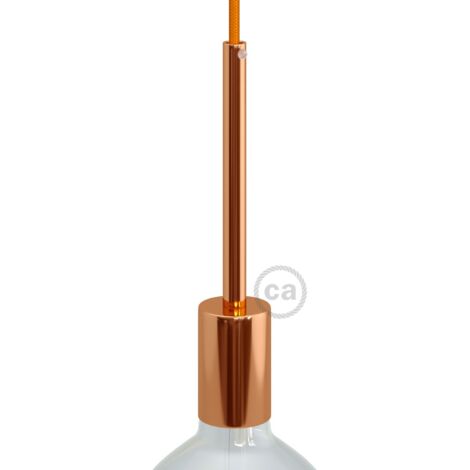 creative cables Kit douille cylindrique en métal E27 avec serre-câble de 15 cm - Cuivre