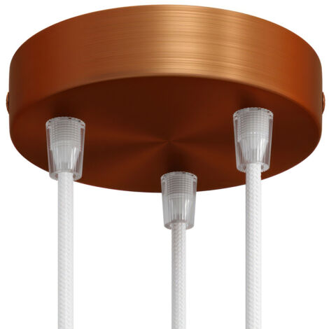 creative cables - Kit de rosace cylindrique en métal intelligent à 3 trous - Compatible avec les assistants vocaux - Conique, cuivre satiné