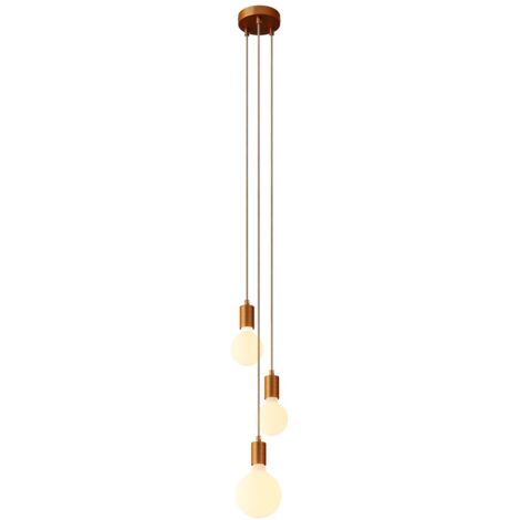 creative cables - Lampe suspendue multiple avec 3 gouttes, avec câble textile et garniture métallique