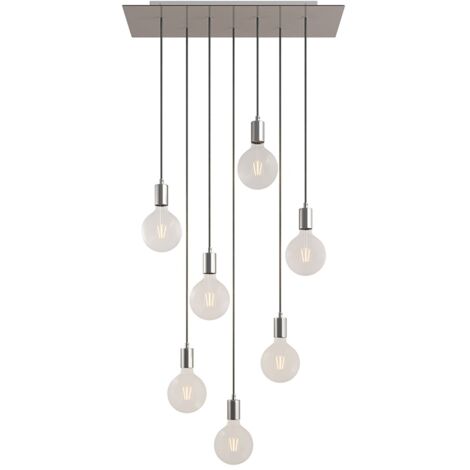 creative cables - Lampe suspendue à 7 chutes avec Rose-One XXL rectangulaire 675 mm complète avec câble textile et garniture métallique (1/5)