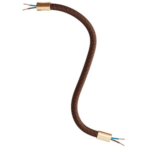 creative cables - Kit Creative Flex tuyau d'extension recouvert de tissu RZ22 Black Whiskey avec extrémités métalliques - 30 cm, Satin Bronze (1/5)