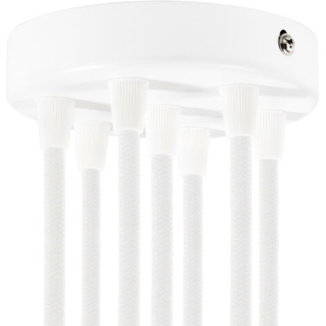 creative cables - Kit rosace métallique cylindrique à 7 trous - Conique, blanc poli