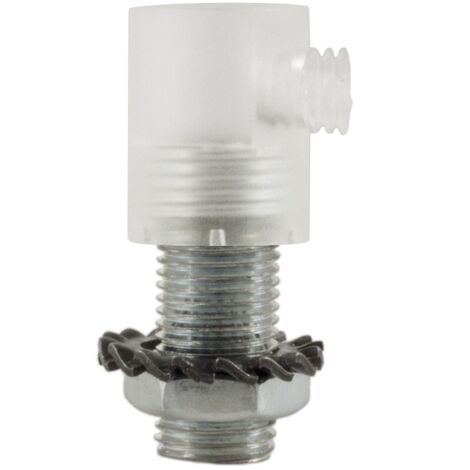 Serre-câble cylindrique en plastique avec tige, écrou et rondelle  Transparent