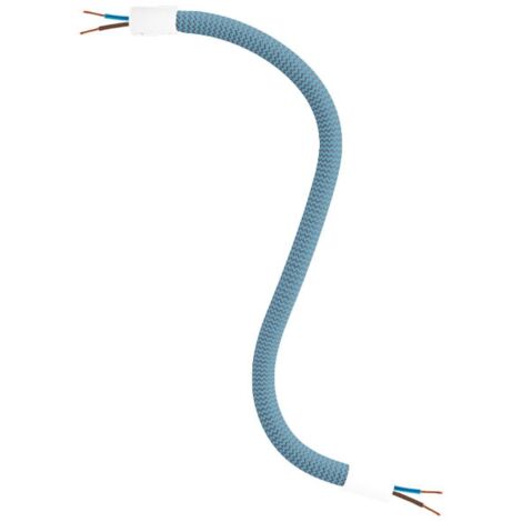 creative cables - Kit Creative Flex tuyau recouvert de tissu RM78 Petroleum avec extrémités métalliques - 30 cm, blanc mat (1/5)