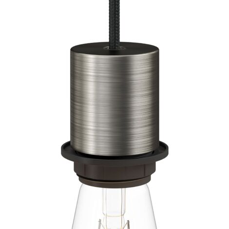 Kit douille E27 semi-filetée en métal avec serre-câble dissimulé Titane satiné