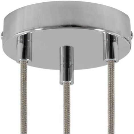 creative cables - Kit de rosace cylindrique en métal intelligent à 3 trous - Compatible avec les assistants vocaux - Cylindrique, Chrome