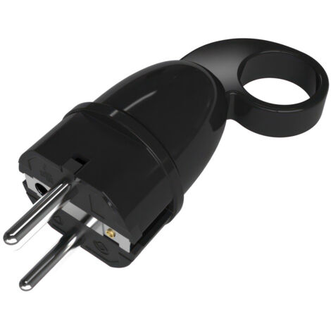 Fiche Schuko Confort avec anneau 16A 250V Noir (1/5)