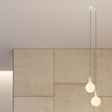 Lampe suspension multiple 2 bras avec câble textile et finitions en ...