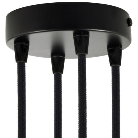 creative cables - Kit rosette métallique cylindrique à 4 trous - conique, noir
