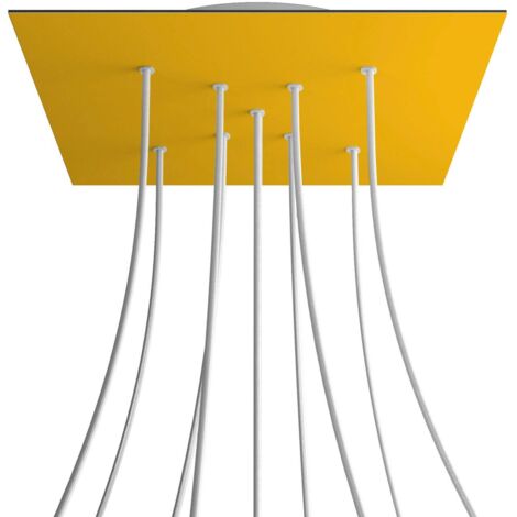 creative cables Rose-One XXL Rosette Square, 400 mm avec 9 trous X et 4 trous latéraux - Mustard, White (1/5)
