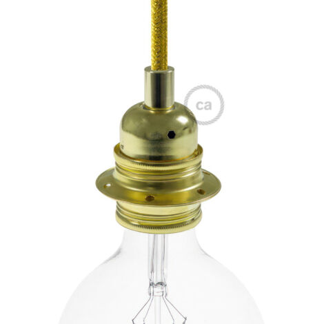 Kit douille E27 en métal avec double bague pour abat-jour  Cylindrique - Laiton