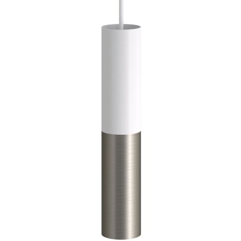creative cables - Lampe suspendue avec câble textile et abat-jour double Tub-E14