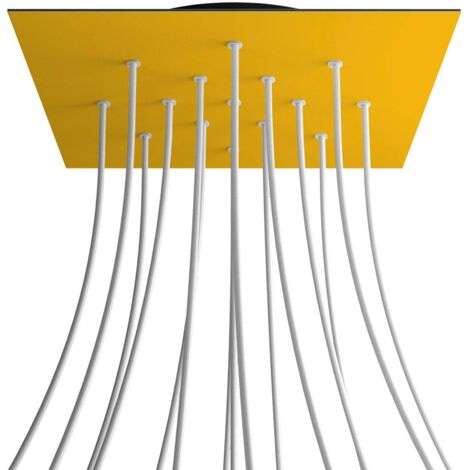 creative cables Rose-One XXL Rosette Square, 400 mm avec 15 trous et 4 trous latéraux - Mustard, Black (1/5)