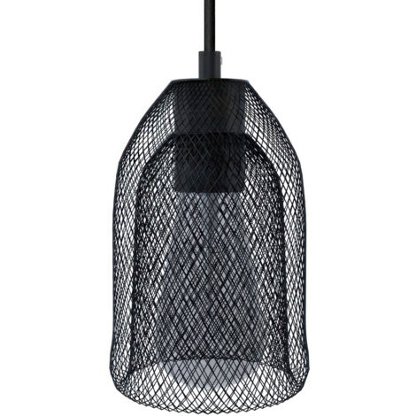 Suspension fabriquée en Italie avec câble textile, abat-jour Ghostbell et finition en métal - complète avec ampoule Avec ampoule - Noir - Matter ON/OFF